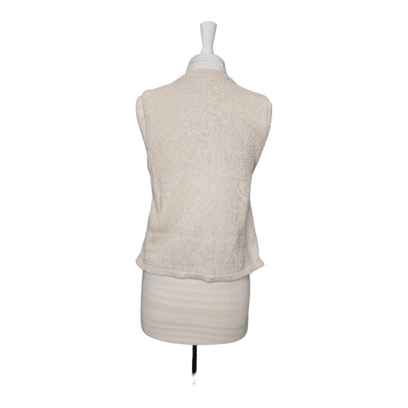 Vintage I.V.Y. Sweater Vest Rainbow Beading Cream V Neck Button Up Size M - Picture 6 of 11